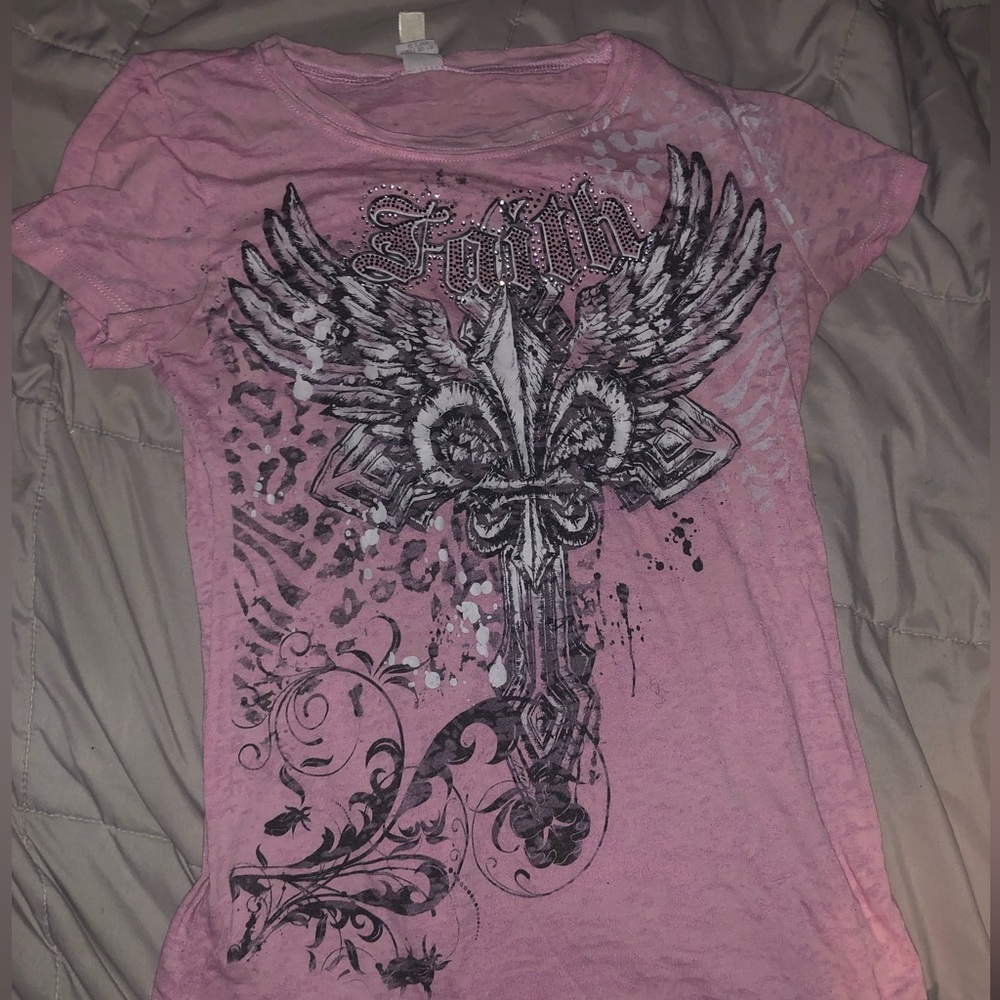 Pink shirt with cross